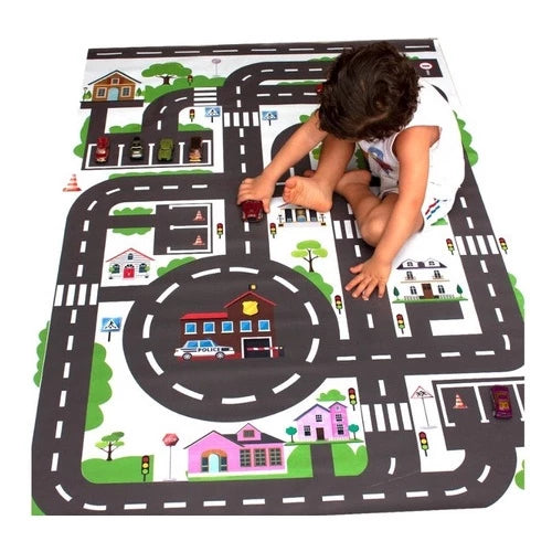 Pista De Carrinho Hotwheels Cidade P/ Chão Em Lona Gigante