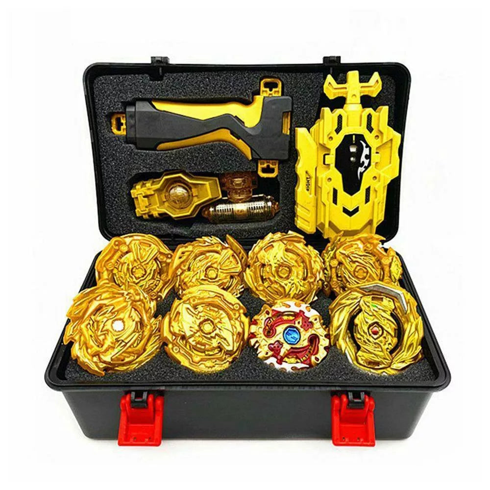 8pçs Beyblade Gyro Burst Dourado Com Lançador Portátil