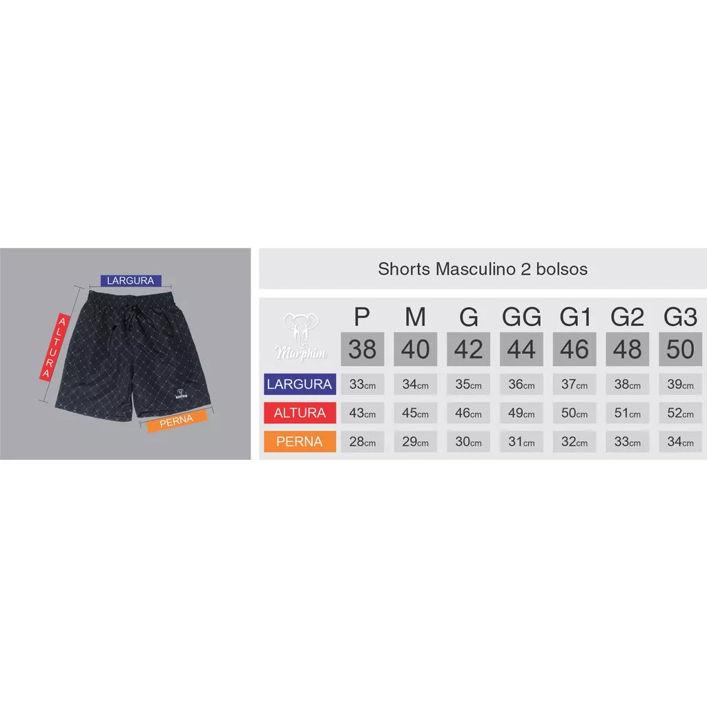 Bermuda Tactel Estampada Shorts Praia Verão
