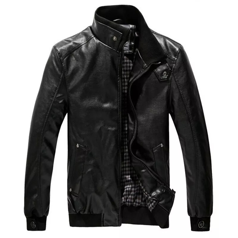 Nova Moda Outono Primavera Inverno Masculino Jaqueta De Couro Pu Marrom Preto Mens Gola Casacos Jaquetas De Motoqueiro Da Motocicleta