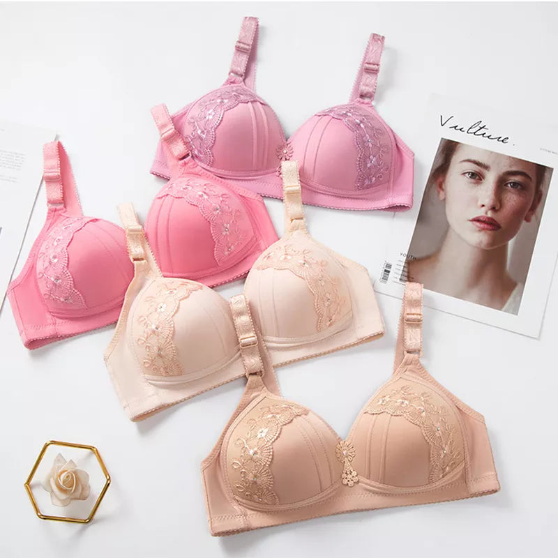 Plus Size Grande Copo Bordado Mulheres Sexy Push Up Bra Copo Molde Fino Roupa Interior Ajustável Lingerie Bras X5353