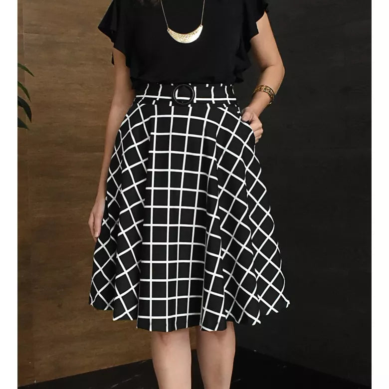 Saia Godê Midi Moda Evangélica Com Bolso e Fivela