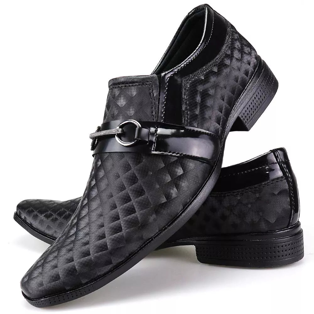 Sapato Masculino Social Touroboots Conforto Estampado Envernizado Calce Fácil