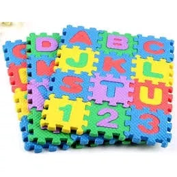 Brinquedo tapete eva 36 peças para crianças alfabeto e numerais.