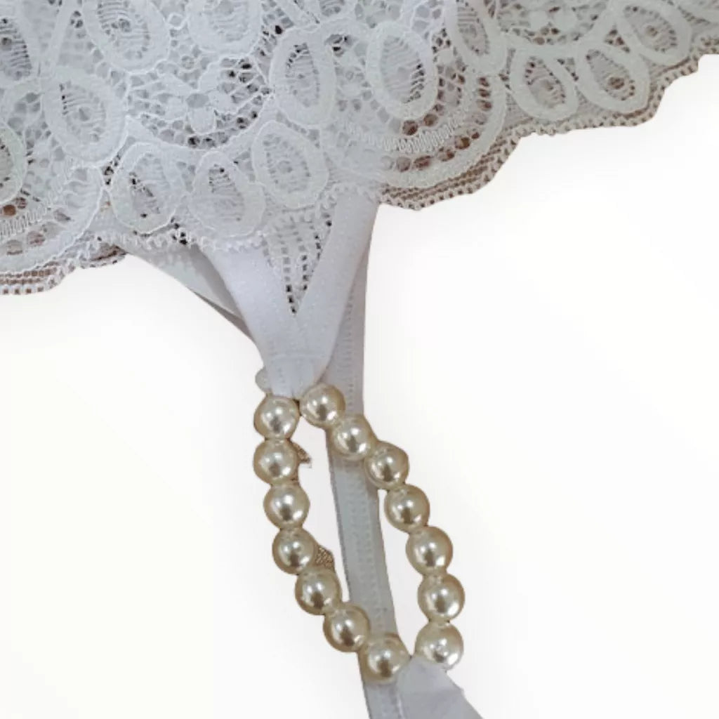 Calcinha Tailandesa Sexy em Renda com Perólas Estimulantes Fio Dental