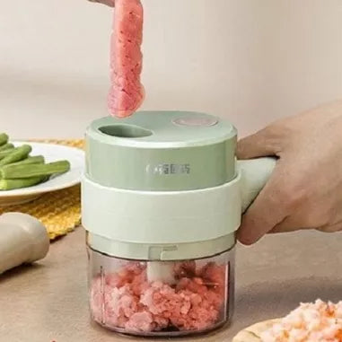Triturador Cortador Elétrico Multifuncional Para Vegetais E Carnes Alho Aço Inoxidável Elétrico De Legumes 4 Em 1 Sem Fio