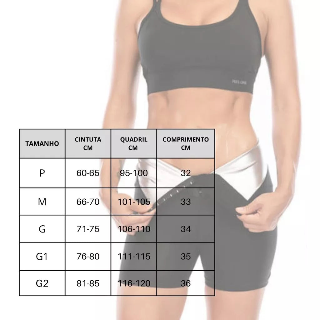 Short Sauna Emagrecimento Body Shaper Queima Gordura Modelagem