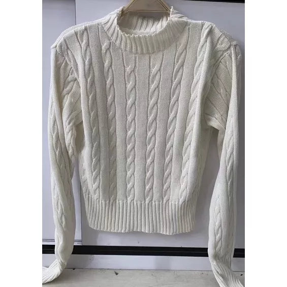 Blusa de frio tricô cropped feminina manga longa
