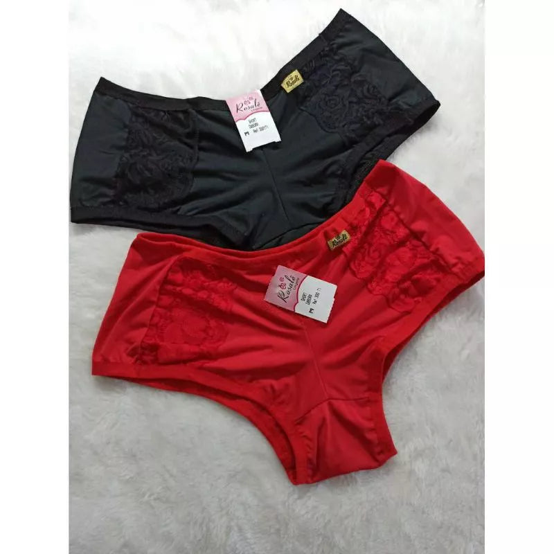Kit 5 Calcinha Boxer - Calcinhas Box - Short Microfibra Detalhes em Renda Até o 46