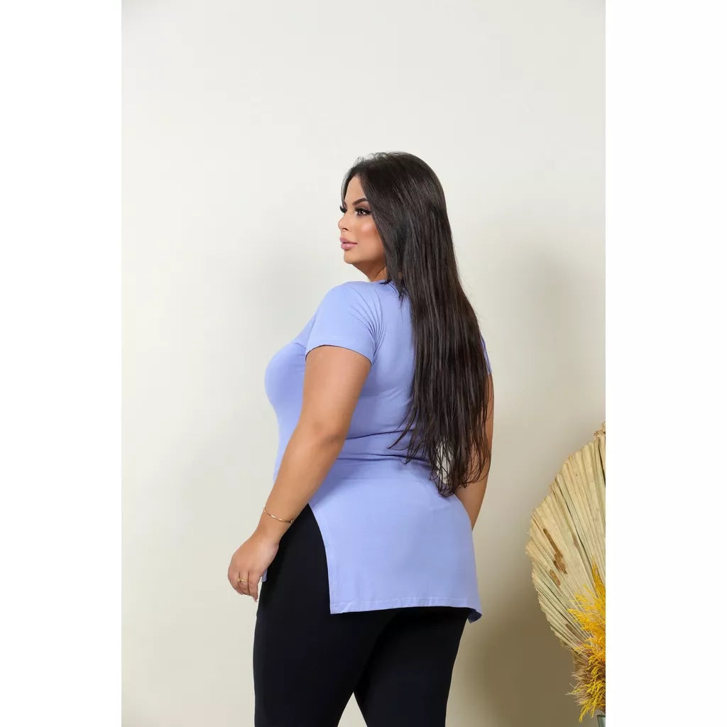Kit 3 Blusas Plus Size Feminina T-shirt Manga Curta Basica Lisa Cobre Leg Academia Exercicios Tapa Bumbum