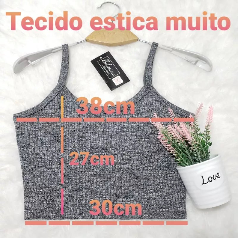 Cropped /TOP FEMININO De Alcinha  Canelado- Várias Cores