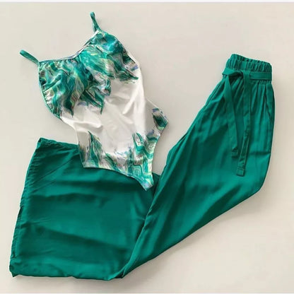 Calça Feminina Pantalona Cintura Alta Bolsos Forro Cinto Viscolinho