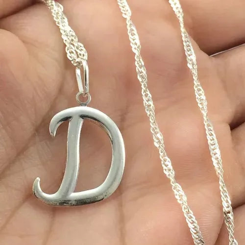 Colar pingente Letra Inicial nome prata folheado  prata 925