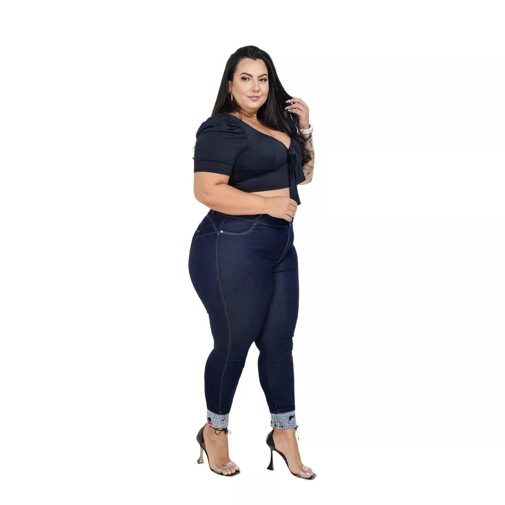 calças jeans femininas plus size cintura alta levanta bum bum