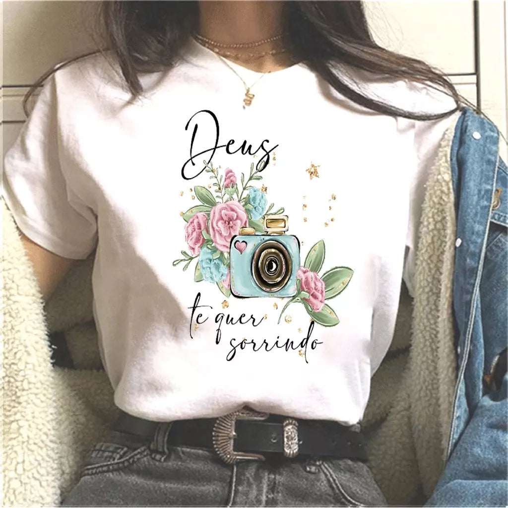 T-shirt Feminina Camiseta Floresça Onde Deus Te Plantar