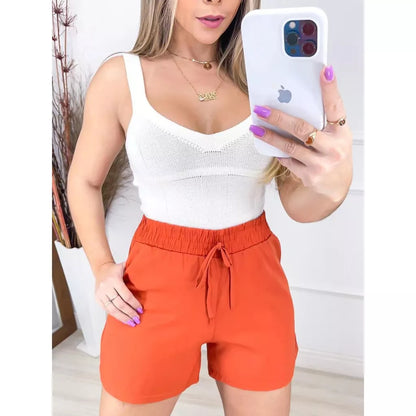 Short feminina flexível e confortável Com corta amarrado e bolso 3RD SD7032