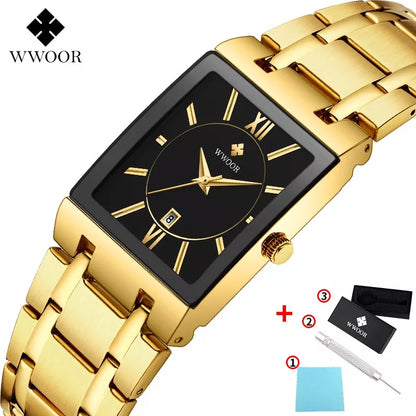 WWOOR Relógios Masculinos luxo prova da água aço inoxidável Esportivas original Caixa grátis - 8858