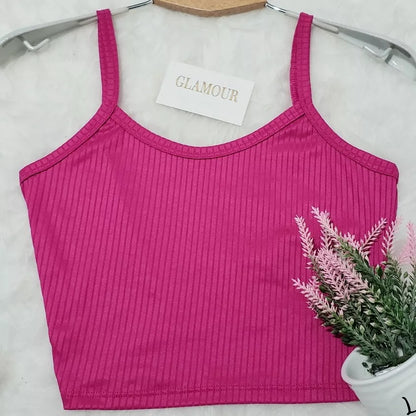 Cropped /TOP FEMININO De Alcinha  Canelado- Várias Cores