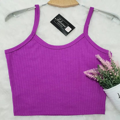 Cropped /TOP FEMININO De Alcinha  Canelado- Várias Cores