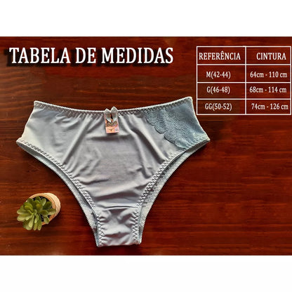 Kit 5 Calcinhas Plus Size, Calcinha Calçola Senhora Cintura Alta Com Renda Calcinha calsola lateral larga