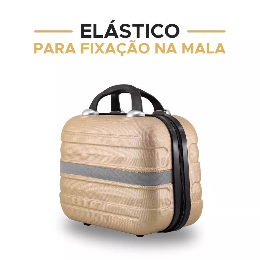Kit Mala Bordo Viagem Frasqueira ANAC ABS Rígido Avião 45x30x20