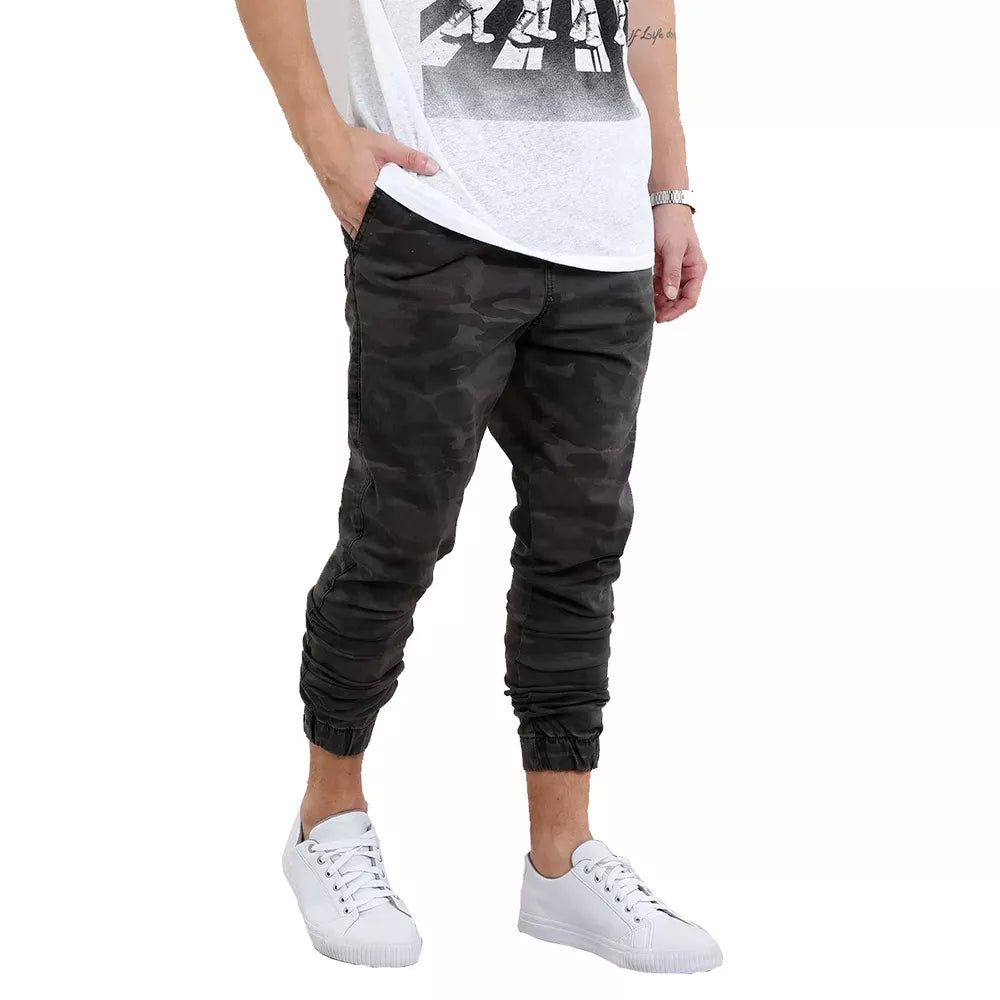 Calça Jogger Masculina Punho Lycra Elastano Bege