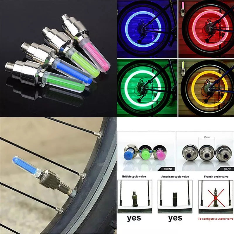 1pçs Lâmpada Led De Neon Luz Bicileta Carro Pneu Vedação De Tampas De Válvula