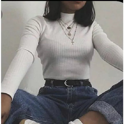 Blusa Feminina Cacharrel Gola Alta Manga Longa Inverno.