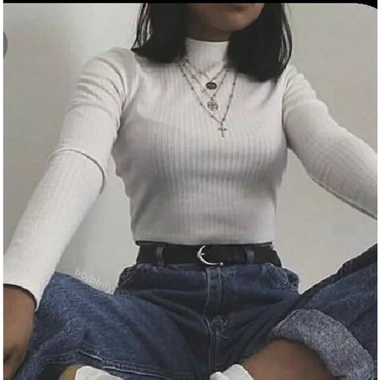 Blusa Feminina Cacharrel Gola Alta Manga Longa Inverno.