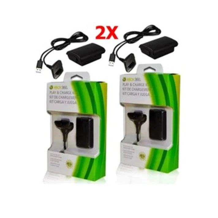 Kit 2 Cabo + Bateria Xbox 360 Controle Slim 6400mAh Promoção