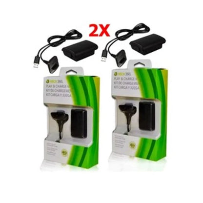Kit 2 Cabo + Bateria Xbox 360 Controle Slim 6400mAh Promoção