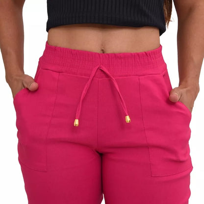 Calça Jogger Feminina Blogueirinha Cargo Luxuosa Bengaline