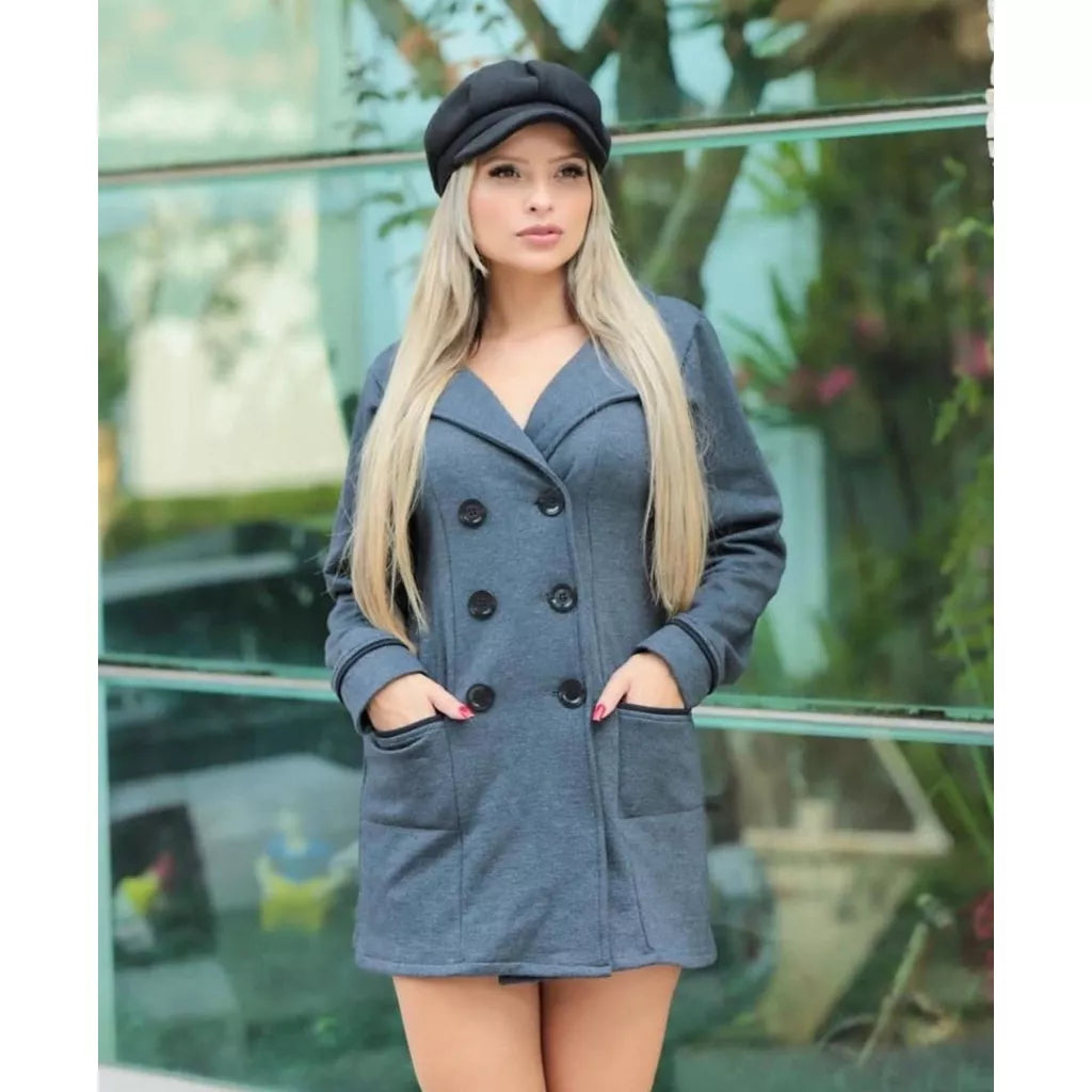 Casaco Sobretudo Moletom Lindo Feminino Moda Blogueira Inverno Frio Topp