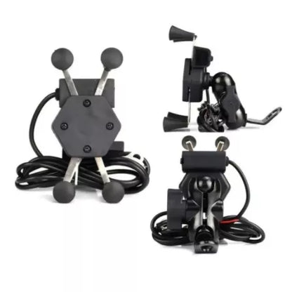 Suporte Garra Para Celular Moto Universal Com Carregador Usb