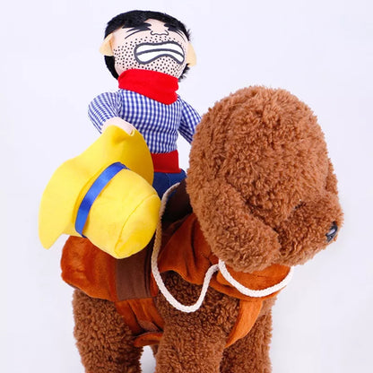 (Engraçado) Cowboy Pet Dos Desenhos Animados Equitação Dress Up Fornecimentos Trajes Cospaly hoodie Do Cão Dia Das Bruxas Roupa Transformação outfit (XS-XL)