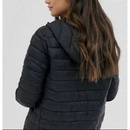 Jaqueta nylon feminina impermeável capuz removível pronta entrega