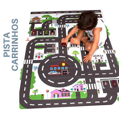 Pista De Carrinho Hotwheels Cidade P/ Chão Em Lona Gigante