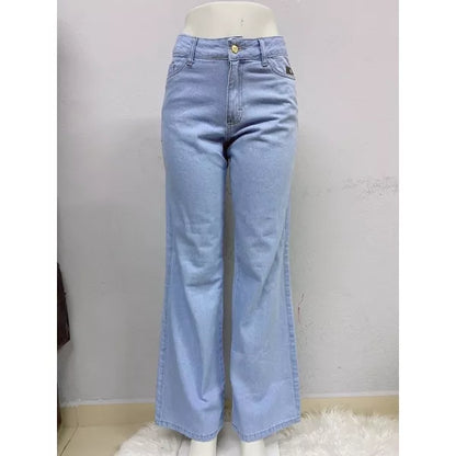 Calça Jeans Wide Leg Feminina Pantalona Sem Lycra Calça Cintura Alta 2022