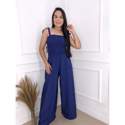 Macacão Pantalona Com Lastex Feminino Diversos Tamanhos