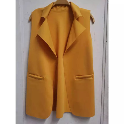 Max Colete Feminino Longo De Neoprene Moda Com Bolso Falso！