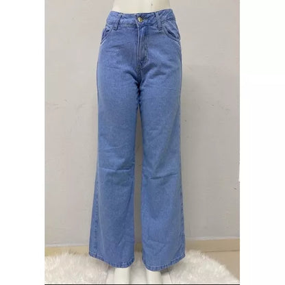 Calça Jeans Wide Leg Feminina Pantalona Sem Lycra Calça Cintura Alta 2022