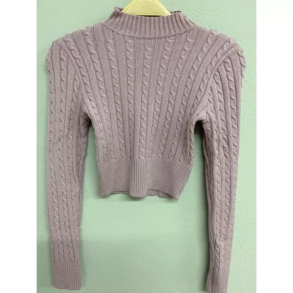 Blusa de frio tricô cropped feminina manga longa