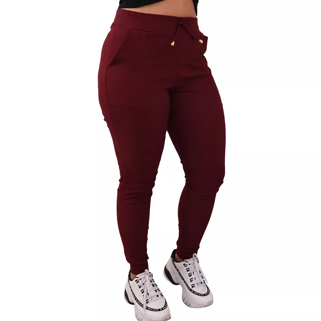 Calça Jogger Feminina Blogueirinha Cargo Luxuosa Bengaline