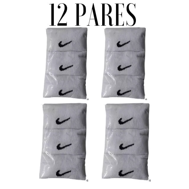 Kit 12 Meias ou 6 Pares de Meias Soquete curta algodão Masculinas e femininas Brancas