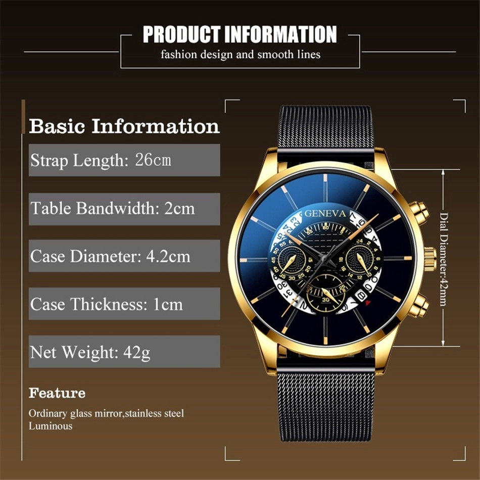 Relógio De Quartzo De Genebra Moda Masculina De Aço Inoxidável & Couro Banda De Nylon Watches 【 Without Box 】