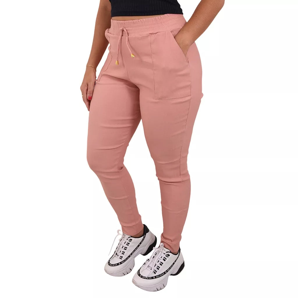 Calça Jogger Feminina Blogueirinha Cargo Luxuosa Bengaline