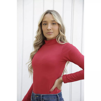 Blusa Body Bori Feminino Manga Longa Liso Gola Alta Moda Feminina Casual