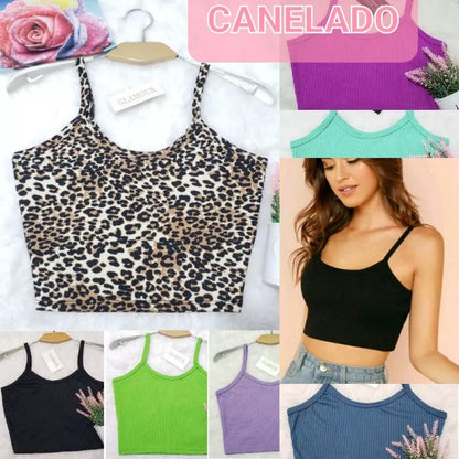 Cropped /TOP FEMININO De Alcinha  Canelado- Várias Cores