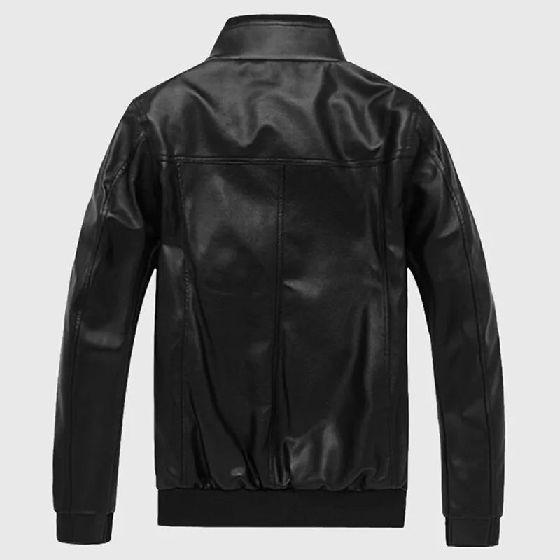 Nova Moda Outono Primavera Inverno Masculino Jaqueta De Couro Pu Marrom Preto Mens Gola Casacos Jaquetas De Motoqueiro Da Motocicleta