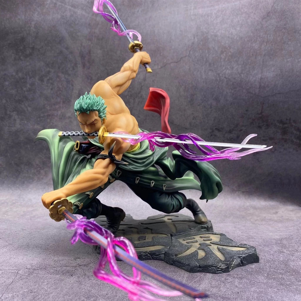 Boneco One Piece Action Figure Roronoa Zoro/Três Faca/Combate Anime Brinquedo